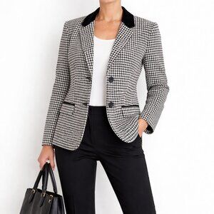 Minimalist Chic Career Preppy Houndstooth Double Button Kasper Blazer [size 18]